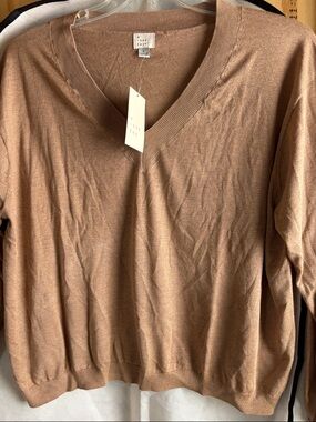 a new day Women's Light Brown V-Neck Tunic Sweater